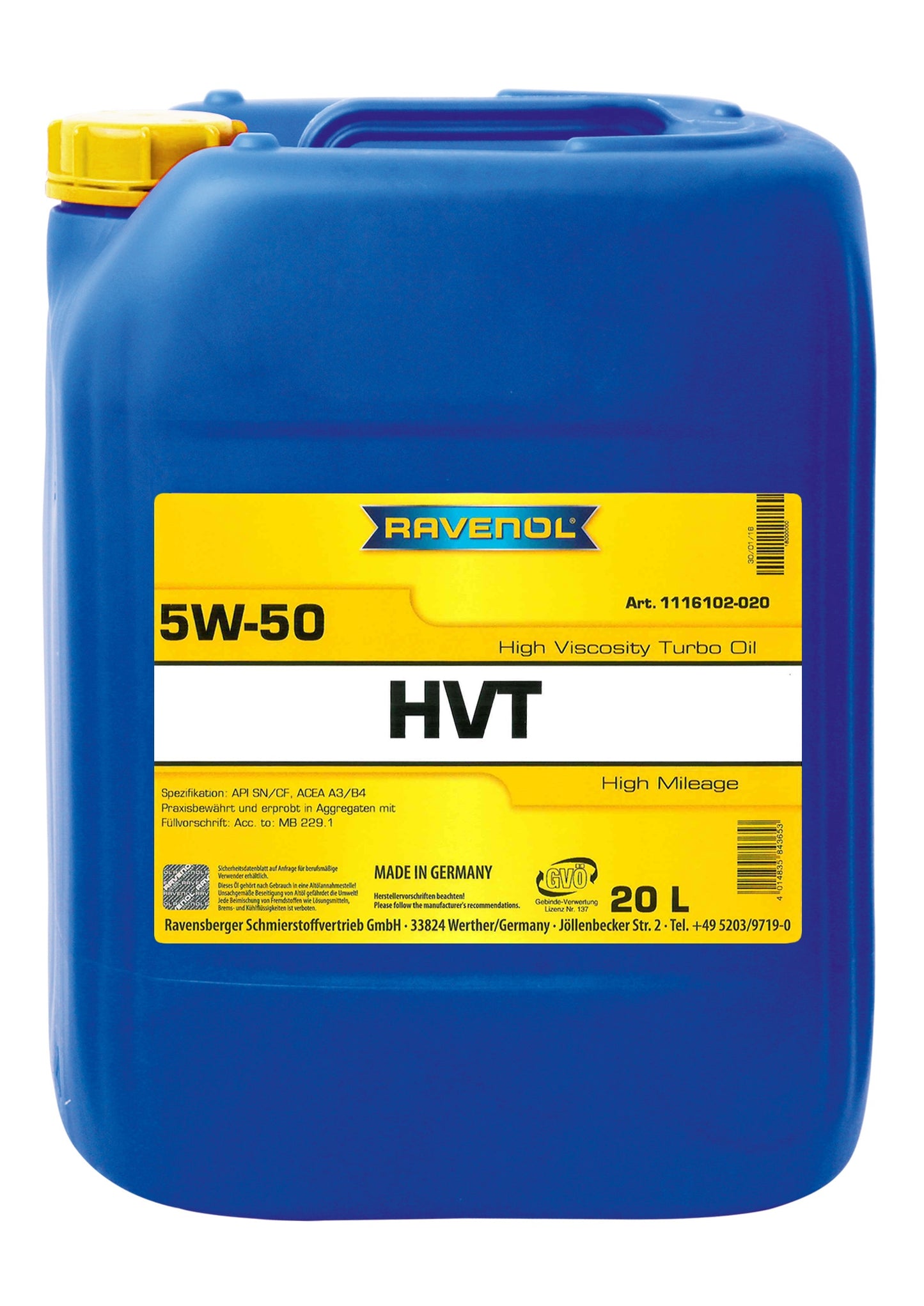 Ravenol HVT HIGH VISCOSITY TURBO OIL SAE 5W-50