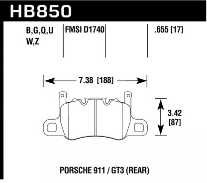 Hawk ER-1 Bremseklosser; bak. GT3/GT4/RS/Turbo