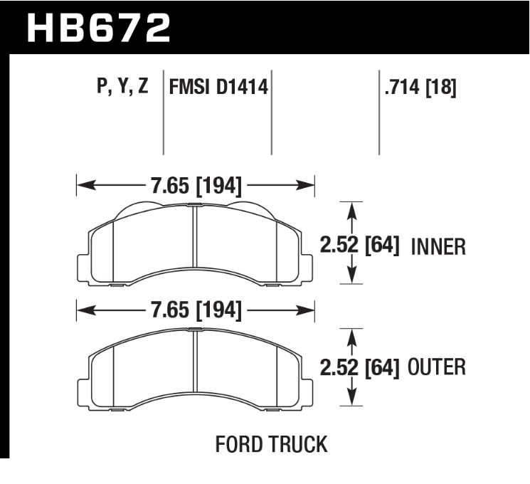 Hawk LTS bremseklosser; Foran
