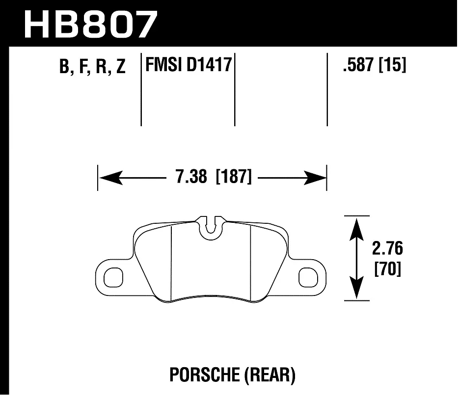 Hawk HP+ bremseklosser bak 991.1 / 991.2 / 992 Carrera